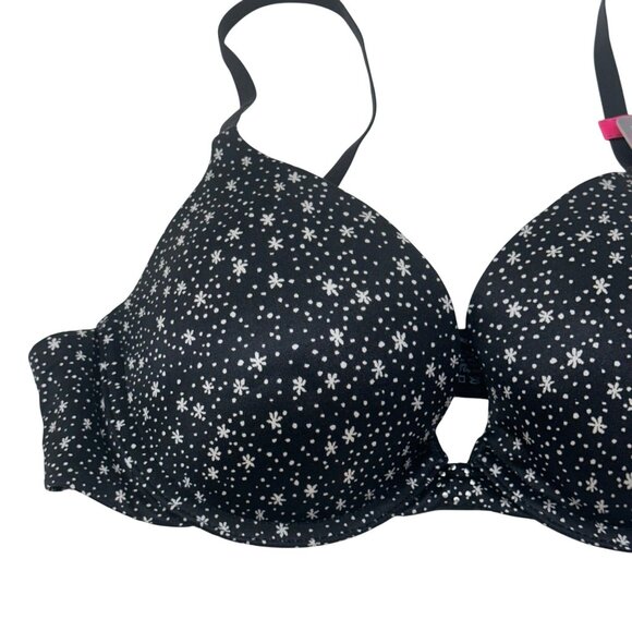 Maidenform Womens 34B Black & White Dotted Demi Coverage Push-Up Bra With Tags - Picture 9 of 11